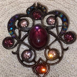 Burgundy Rhinestone Ladies Brooch